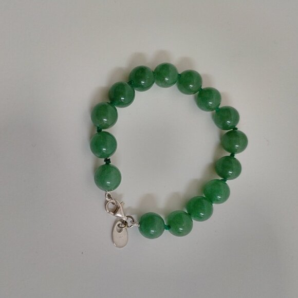 Handcrafted Bead Bracelet - Green Aventurine Semi-Precious & Sterling Silver - Picture 5 of 9